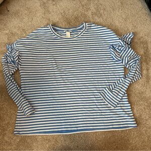 H&M Blue and White Striped Long Sleeve Top